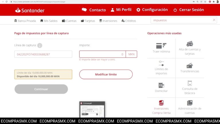 Santander simplifica el pago de impuestos federales