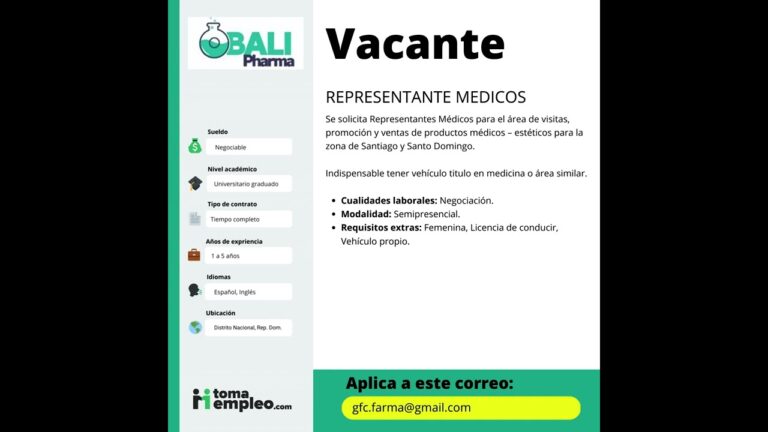 Empleo: Oportunidades como Representante M&eacute;dico Sin Experiencia